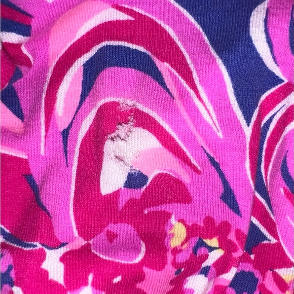 Lilly Pulitzer Sloane Pink Iris Blue Lillys Lagoon V-Neck Maxi Dress XS Flaw - Picture 5 of 5